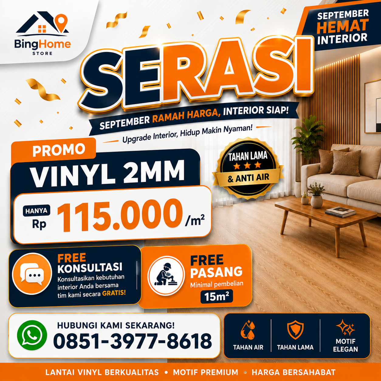 promo vinyl 2mm free pasang binghome