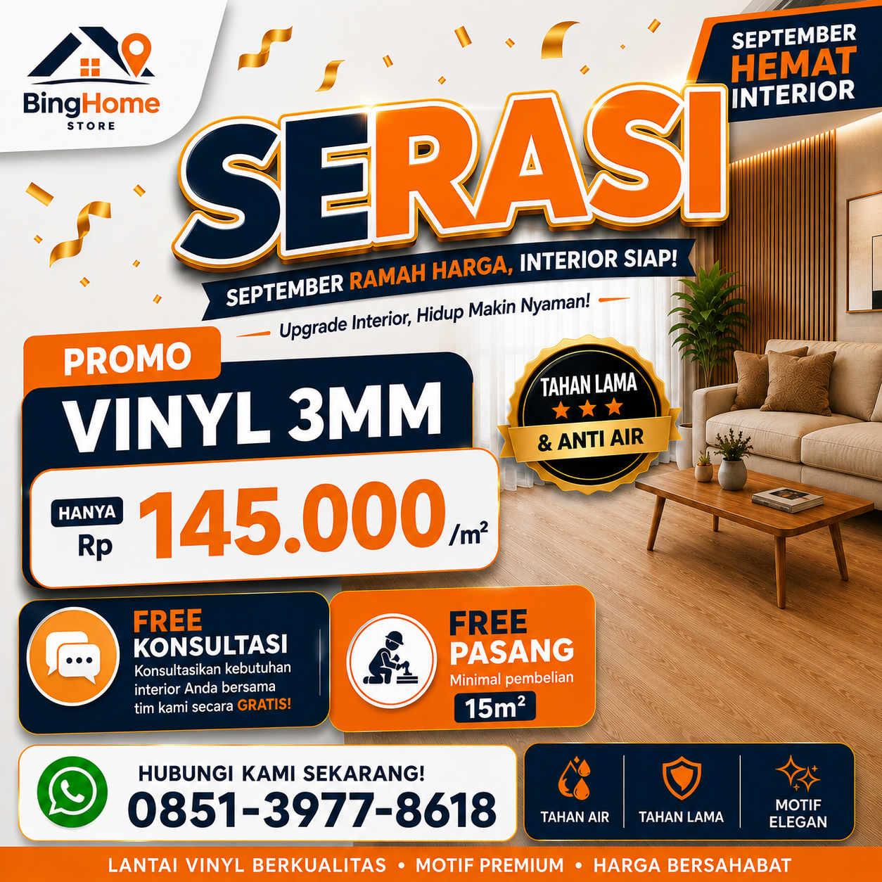 promo vinyl 3mm free pasang binghome